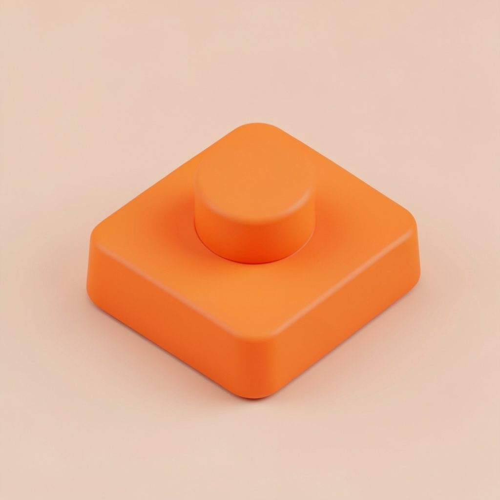 Isometric 3D render of stylized app icons and badges in teal and orange tones