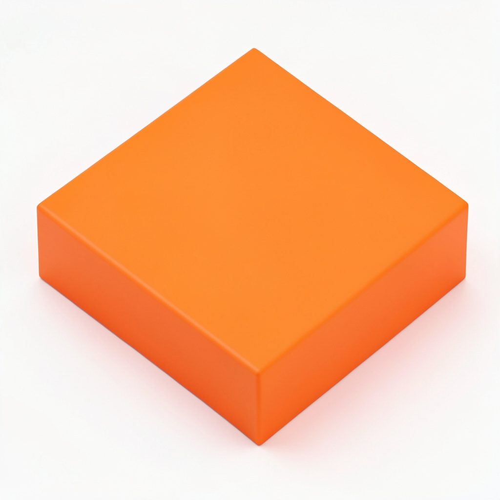 Isometric 3D render of a friendly study desk with notes, lamp and pen in navy and orange tones